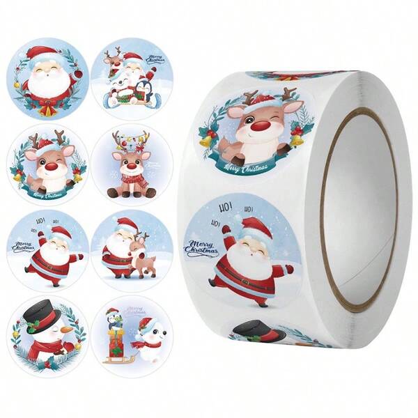 1500pcs/3 Rolls Cartoon Merry Christmas Sticker Santa Adhesive Decorative Stickers For Xmas Gifts Envelop Seals Cards Packages,Christmas Tags Christmas Santa Claus Stickers Self Adhesive Tags Christmas Festival Birthday Holiday Gift Decor,Christmas
