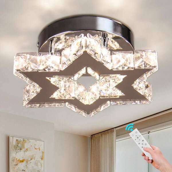 Chandelier LED Crystal Chandelier Modern Flush Mount Ceiling Light Fixtures LED Star Mini Chandeliers Light Fixture Ceiling Lamp For Kitchen Hallway Foyer Bedroom Dinning Room (Cool White Dimmable)