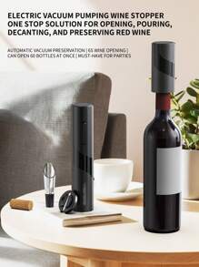 CLITON Electric Wine Opener Set - Premium Wine Gifts With Wine Opener, Foil Cutter, Wine Aerator, Vacuum Stopper, And Elegant Gift Box - Ideal Christmas Gift For Unforgettable Moments - [Black Set] Electric Bottle Opener+Electric Vacuum Stopper+Pourer - View 3