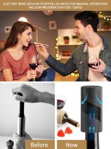 CLITON Electric Wine Opener Set - Premium Wine Gifts With Wine Opener, Foil Cutter, Wine Aerator, Vacuum Stopper, And Elegant Gift Box - Ideal Christmas Gift For Unforgettable Moments - [Black Set] Electric Bottle Opener+Electric Vacuum Stopper+Pourer - View 6