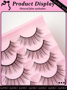 7 pares de pestañas naturales de 13mm con efecto wispy, pestañas postizas delgadas con banda de memoria, pestañas postizas con efecto de volumen natural con rizo C, paquete de pestañas postizas naturales - Pestañas Naturales - Ver 4