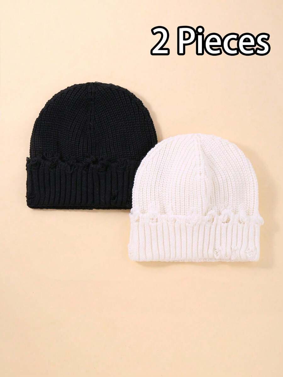 2款可爱儿童风格组合针织帽适合秋冬季保暖 - 彩色 - 查看 1