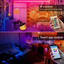 25/50/100/130/200/260 Ft RGB LED Light Strip, Smart Light Strip, App And Remote Control, Christmas, Halloween Decoration, Suitable For Family And Friends Reunion, Bedroom, Party Decoration, Atmosphere Creation