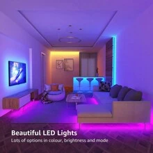 25/50/100/130/200/260 Ft RGB LED Light Strip, Smart Light Strip, App And Remote Control, Christmas, Halloween Decoration, Suitable For Family And Friends Reunion, Bedroom, Party Decoration, Atmosphere Creation
