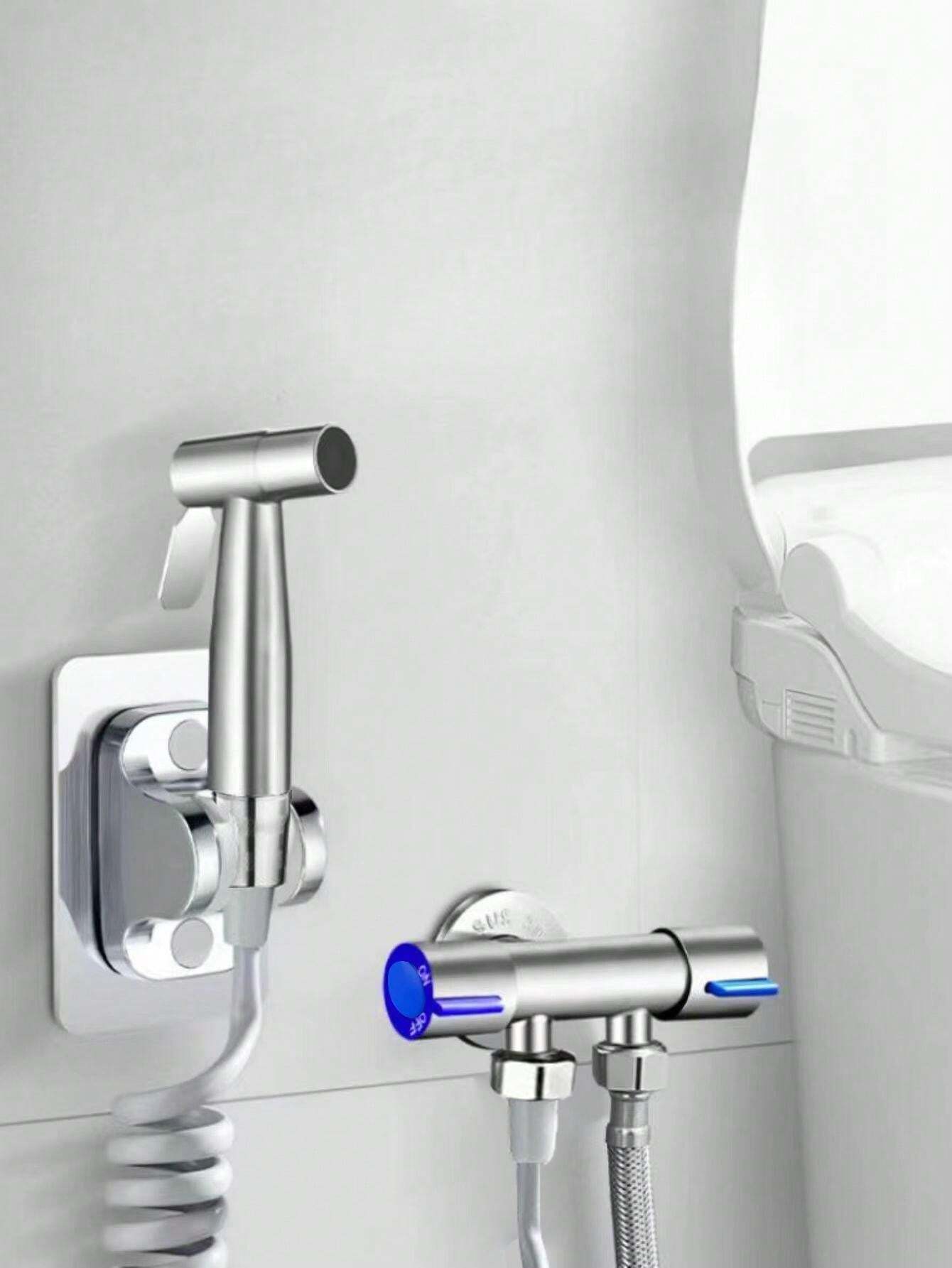 1pc Stainless Steel Toilet Companion Set PunchFree, DualUse Corner