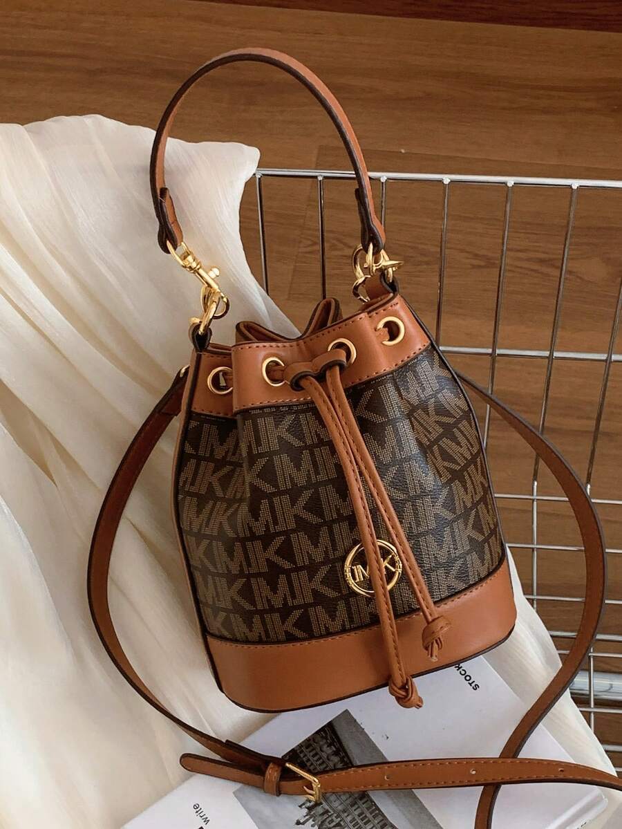 Large Capacity Bucket Bag With Drawstring Design, Versatile Ladies