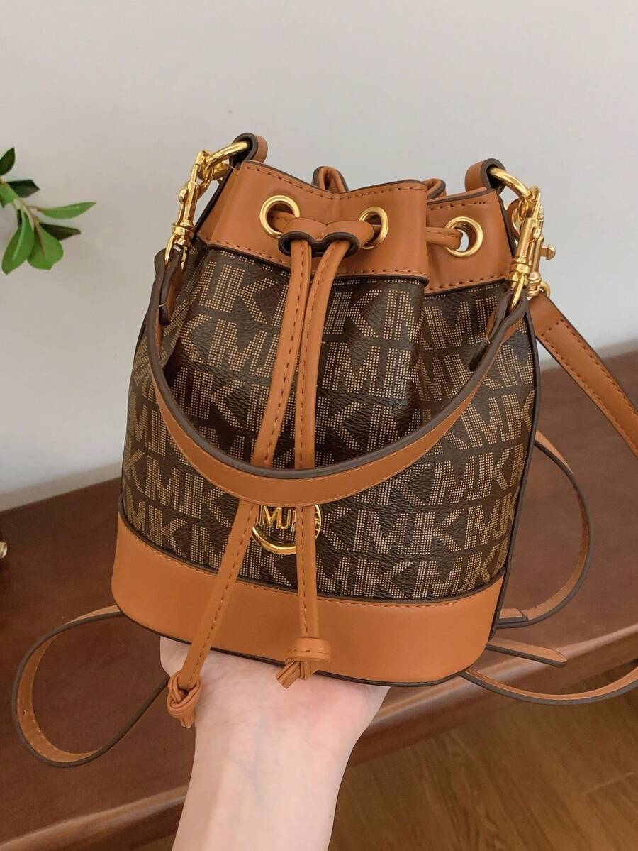 Large Capacity Bucket Bag With Drawstring Design, Versatile Ladies