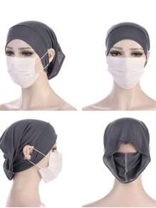 Damen Kopftuch Cap als Unterkopftuch, einfarbige Feste Unterkappe mit Ohröffnung, Kopftuch Accessoires Bandanas Cap als Unterkappe für Kopftücher, Alltägliche Unterkappe