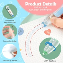 1pc/5pcs Retractable Double Sided Tape Runner, Refillable Adhesive Tape Roller 0.23 Inch X 16.40 Ft, Glue Tape Roller With 360° Rotatable Tip For Scrapbooking Card DIY Accessories Back To School