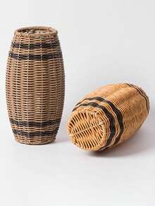 1 件手工编织花瓶仿藤干花瓶植物架婚礼生日派对桌面装饰家居装饰品 - 彩色 - 查看 9