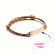 Vòng tay bằng da PU khắc tên cá nhân bằng thép không gỉ, kỷ niệm ngày sinh nhật, cặp đôi, quà tặng tùy chỉnh cho bạn bè, anh chị em, ngày lễ tình nhân - Hoa hồng vàng - Xem 7