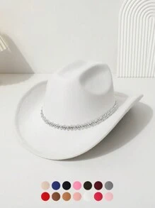 1 peça chapéu de cowgirl ocidental de cor sólida feminino, unissex colorido 3D geométrico casual mini chapéu para viagem, festa, chapéu de jazz para uso diário