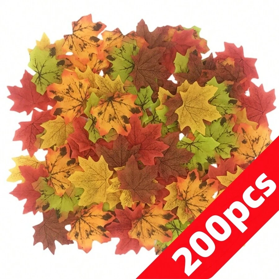 200pcs Mixed Colors Autumn Artificial Maple Leaf Festival Decoration Fall Fake Leaves Crafts Garland Wedding Party XMAS Thanksgiving Decor,8cm (50/100/200pcs), Valentine's Day, Gift Gifts Birthday Graduation,Fall Decor,Autumn,Fake Plants