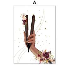 1 pieza Pintura de arte en lienzo para decorar la pared, póster y estampas nórdicas para el salón de belleza, opcional con marco, para peluquería, estilistas y esteticistas