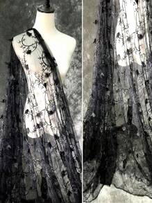 1 pieza Tela bordada, tela bordada de pasto acuático para vestido DIY de moda para mujer, tela de encaje bordada