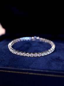 1 件闪耀 3 毫米锆石网球手链女士 S925 纯银迷人情人节精美女士珠宝礼物