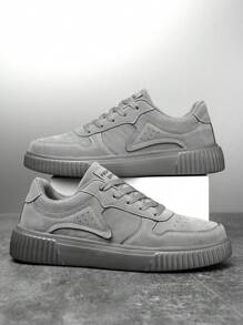 Sneaker casual sportive alla moda e leggere con suola piatta, realizzate in colori solidi e fantasia patchwork, adatte a uomo e donna per uso all'aperto - Grigio - Visualizzare 7
