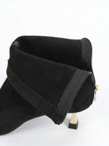 Women's Fashionable High Heel Ankle Boots, Party Style, Black Mid-Calf Boots, Zip Closure, High Heels & Pointed Toe, Suitable For Dating, Everyday Wear & All Occasions Like Halloween, Christmas, Disco Party
