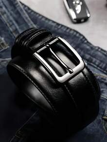 1 chiếc thắt lưng da giả phong cách cổ điển dành cho nam có khóa cài, thiết kế tối giản, chất liệu da PU, lựa chọn quà tặng lý tưởng - Nhiều màu - Xem 7
