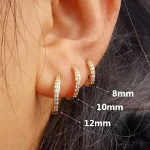 1 Pair Of 5mm - 12mm High-Quality Zirconia Stud Earrings, Copper-Inlaid Zirconia, Simple Daily All-Match Hoop Earring Set, Unisex Fashion Round Soft Cartilage Earrings
