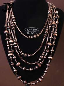 1pc Western Country Style Beaded Multi-Layer CCB Necklace - Navajo Necklace - View 5