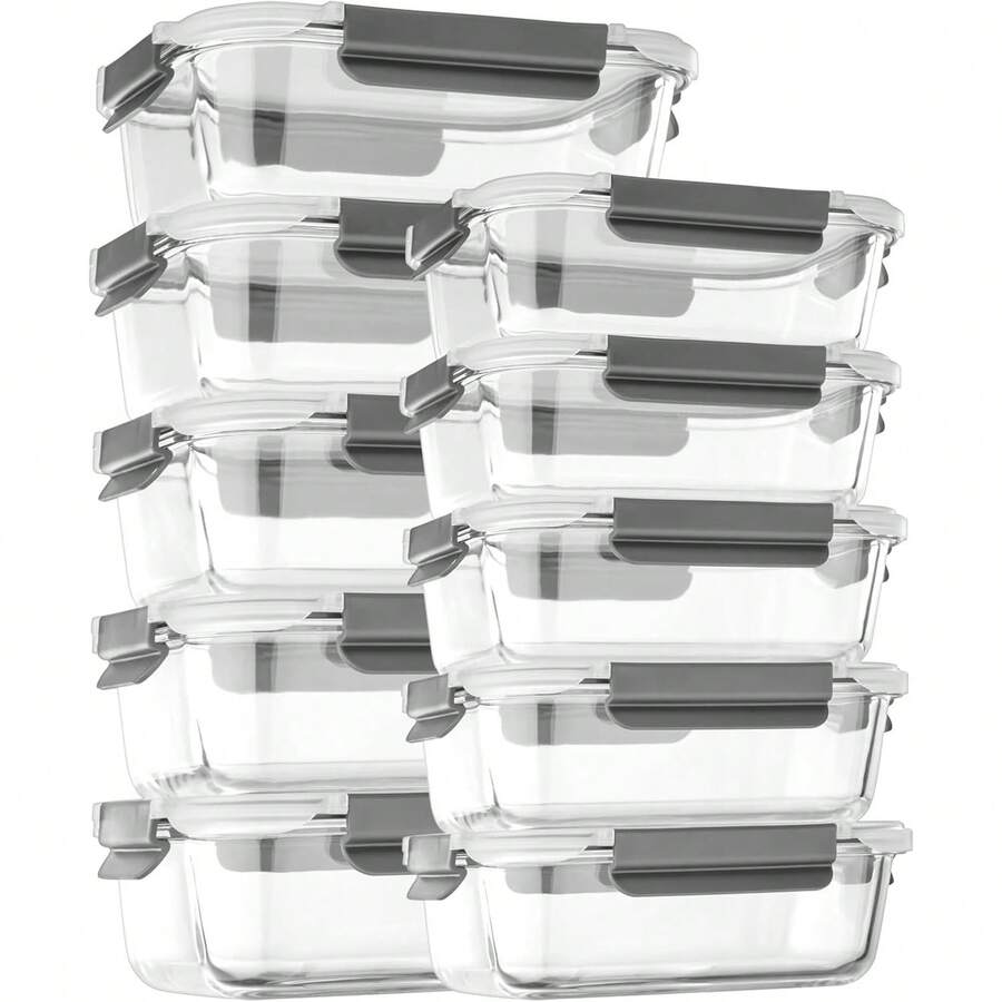 [10 Pack Glass Meal Prep Containers With Lids, Glass Food Storage