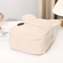 1pc Customized Embroidered Bear Day Care Travel Plush Backpack For 3-6 Years Old (Navy Blue)