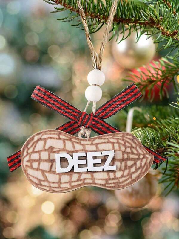 1pc, Deez Nuts Ornament, Nuts Peanuts Funny Creative Hanging Decorations, Adult Humor Ornaments, 2 Layered Carved Wooden Ornament, Hanging Ornament Home Decor, With Bow Lanyard,Winter Holiday Theme Party Room Atmosphere Decoration Props, Christmas Home Decoration Supplies,Christmas Tree Decorations ,Christmas Party Christmas Atmosphere Decoration Props, Christmas Decorations,Christmas Gift, Christmas Decor, Room Decor, Home Decor