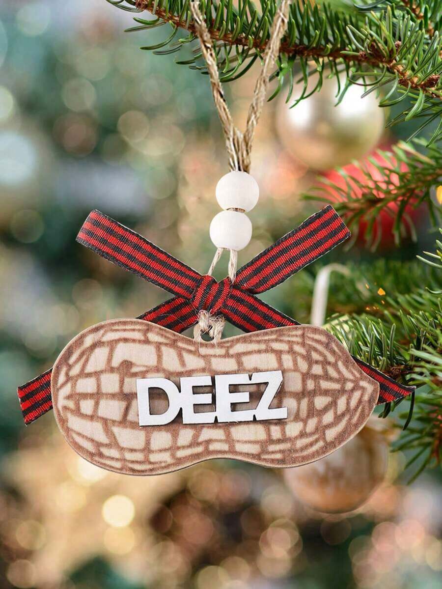 1pc, Deez Nuts Ornament, Nuts Peanuts Funny Creative Hanging Decorations, Adult Humor Ornaments, 2 Layered Carved Wooden Ornament, Hanging Ornament Home Decor, With Bow Lanyard,Winter Holiday Theme Party Room Atmosphere Decoration Props, Christmas Home Decoration Supplies,Christmas Tree Decorations ,Christmas Party Christmas Atmosphere Decoration Props, Christmas Decorations,Christmas Gift, Christmas Decor, Room Decor, Home Decor Christmas Decorations Home Christmas Gifts Christmas Decor