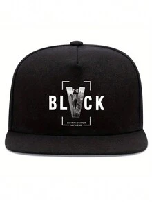 1 件个性化字母“BLACK”印花男女款嘻哈帽，街头休闲运动棒球帽，带可调节带子