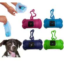 Pet Poop Bag Dispenser Kit In Bone Shape + 1 Durable Roll Refill For Dogs And Cats, For Walks And Travel LR-0177 - 藍色 - 查看 1