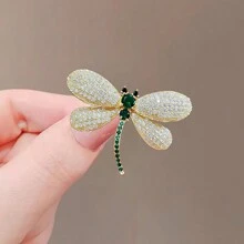 1 Peça Broche de Libélula de Strass de Alta Qualidade, Adequado para Decoração de Vestido, Suéter, Vestuário Feminino, Acessório de Vestido, Broche para Roupas, Bolsa, Acessórios de Escritório, Camisas, Jaquetas, Joias, Roupas de Natal, Halloween, Presentes Engraçados e Fofos para Professores, Acessórios de Fantasia, Encantos de Bolsa - Dourado - Visão 6