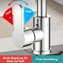 Grifo de cocina, grifo de alta presión, grifo de fregadero, grifo monomando, grifo de lavabo, giratorio 360°, cuatro funciones de pulverización, acero inoxidable 304, agua fría y agua caliente, para cocinas, granjas, casas rodantes, lavanderías - Plateado - Ver 4