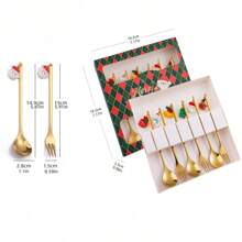 6 Stück Weihnachts-Essbesteck-Set Gabel & Löffel Geschirr für Heim-Partys, Heimdekoration, Schulstart