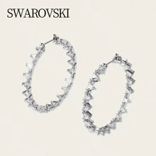 Swarovski ORTYX:PE HOOP WHITE/RHS 5602230，女士白色环形穿孔耳环，适合日常佩戴和送礼的优雅珠宝 - 靈動三角5602230 - 查看 5