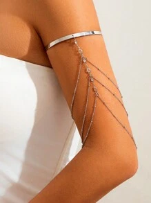 سوار معدني بشرائط معدنية قابل للتعديل، إكسسوار جسم جذاب للنساء