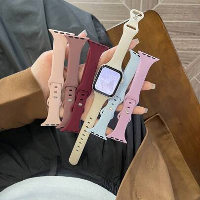6 Pack dünnes Silikon kompatibel mit Apple Watch Armband für Frauen, rosa blau Sport, 38mm 40mm 41mm 42mm 44mm 45mm 46mm 49mm, schlankes Gummi Uhrenarmband für Apple Watch Armband Serie Ultra 10/9/8/7/6/5/4/3/2/1 SE