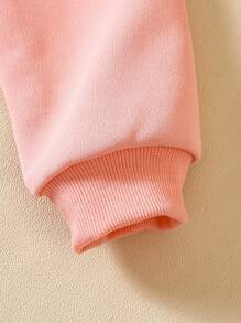 1 Kleid Mädchen Spaß Blumen Slogan Muster Langarm Mode Rundhals Kapuzenpullover, geeignet für Herbst- und Wintermode