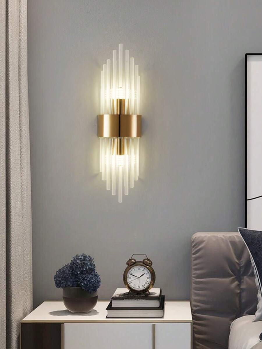 1PC Black Crystal Stainless Steel Indoor Wall Sconce For Living Room, Bedroom, Hallway, Stairwell And Other Home Decorations, LED Modern Outdoor Wall Sconce.