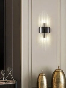1PC Black Crystal Stainless Steel Indoor Wall Sconce For Living Room, Bedroom, Hallway, Stairwell And Other Home Decorations, LED Modern Outdoor Wall Sconce.