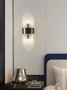 1PC Black Crystal Stainless Steel Indoor Wall Sconce For Living Room, Bedroom, Hallway, Stairwell And Other Home Decorations, LED Modern Outdoor Wall Sconce.