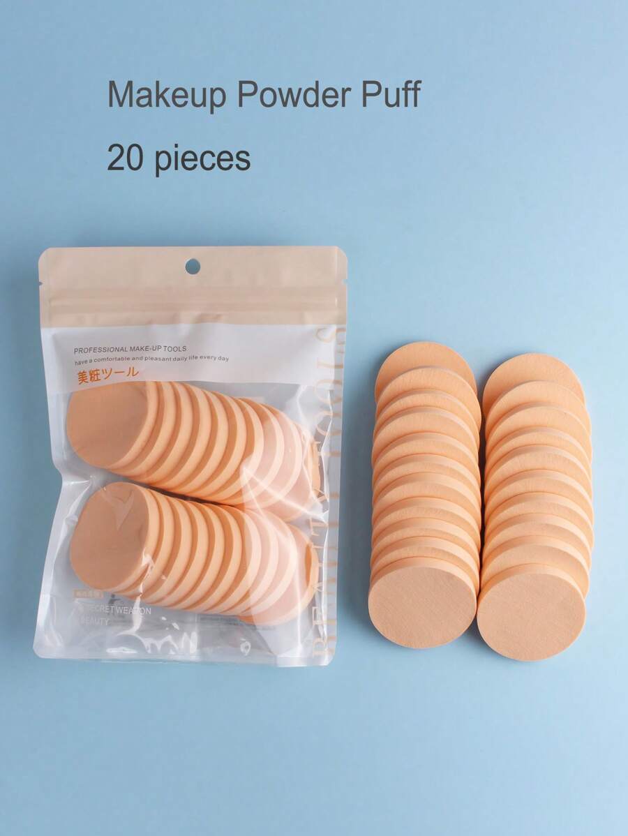 20pcs Round & Square Air Cushion Makeup Sponge, Latex Powder Puff Wet