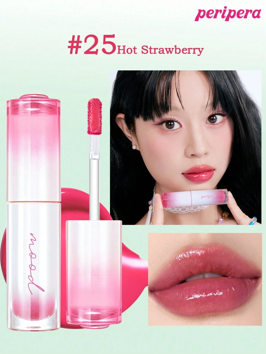Peripera K-Beauty Ink Mood Glowy Tint, Water Bare Tint, Mirror Watery Lip Gloss, Glass Lip Gloss, Plumping, Natural Hydrating, Lightweight, Brightening, Long-Lasting Color, Comfortable Non-Sticky Wear, Suitable For Mask-Wearing, No White Cast, K-Beauty, Korean Cosmetics
