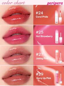 Peripera K-Beauty Ink Mood Glowy Tint, Water Bare Tint, Mirror Watery Lip Gloss, Glass Lip Gloss, Plumping, Natural Hydrating, Lightweight, Brightening, Long-Lasting Color, Comfortable Non-Sticky Wear, Suitable For Mask-Wearing, No White Cast, K-Beauty, Korean Cosmetics - #25 Hot Strawberry - View 9