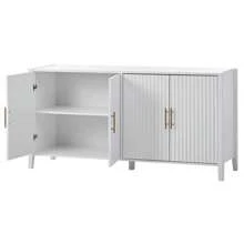 Accent Storage Cabinet Sideboard Wooden Cabinet With Metal Handles For Hallway, Entryway, Living Room - White - View 4