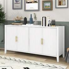 Accent Storage Cabinet Sideboard Wooden Cabinet With Metal Handles For Hallway, Entryway, Living Room - White - View 1