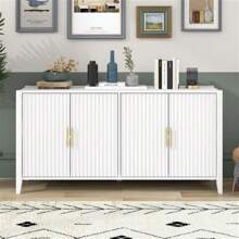 Accent Storage Cabinet Sideboard Wooden Cabinet With Metal Handles For Hallway, Entryway, Living Room - White - View 5