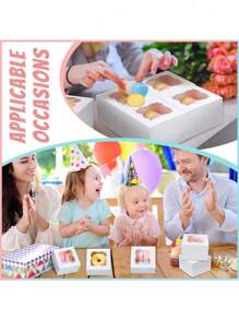 Ventana transparente taza de papel cupcake caja de embalaje caja de muffin caja de pastelería galleta copo de nieve pastelería Caja de embalaje de panadería - Blanco - Ver 5