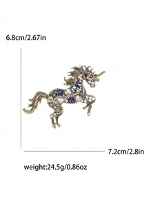 时尚珐琅马胸针独角兽别针骑马兵胸针马头胸针斑马别针派对宴会首饰配饰礼物 - 馬 - 查看 21