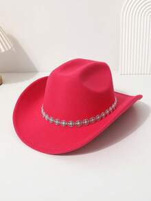 1 chiếc mũ cao bồi miền Tây trơn màu dành cho nữ, mũ mini tròn rỗng hình kim cương 3D cao cấp thích hợp cho tiệc tùng, lễ hội, cuộc sống hàng ngày - Nhiều màu - Xem 5